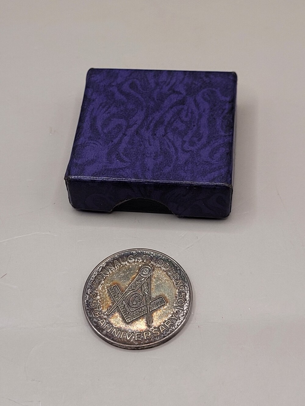 Vintage Masonic Connaught Lodge 501 25th Anniversary Silverplate Medallion 1977